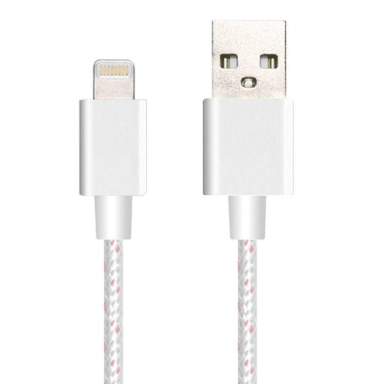 Fabric Braided Lightning to USB Cable with Metal Connector PQT13