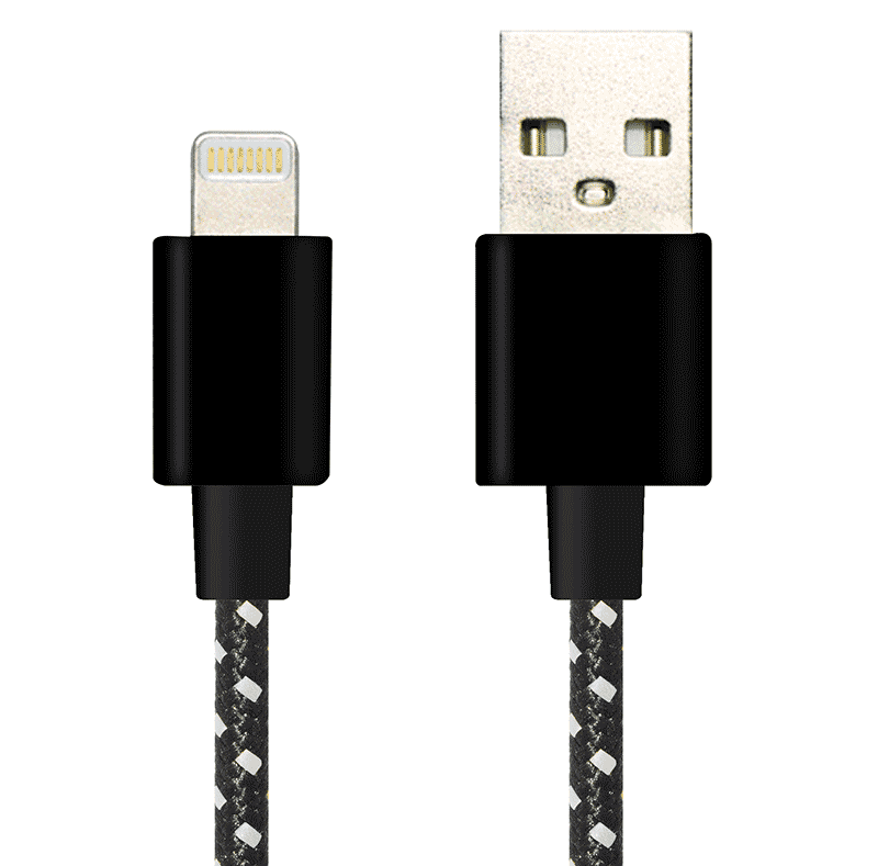 Fabric Braided Lightning to USB Cable with Metal Connector PQT13
