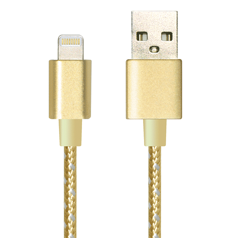 Fabric Braided Lightning to USB Cable with Metal Connector PQT13