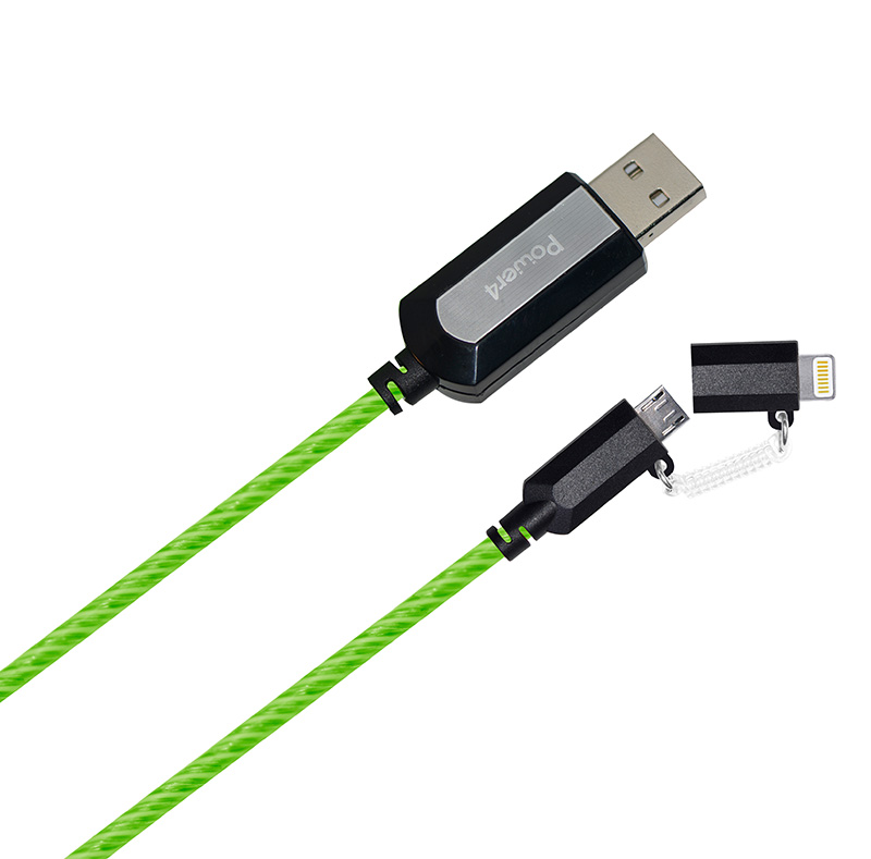 EL Visible 8 Pin Lightning To Micro USB Flowing Round Cable LD003