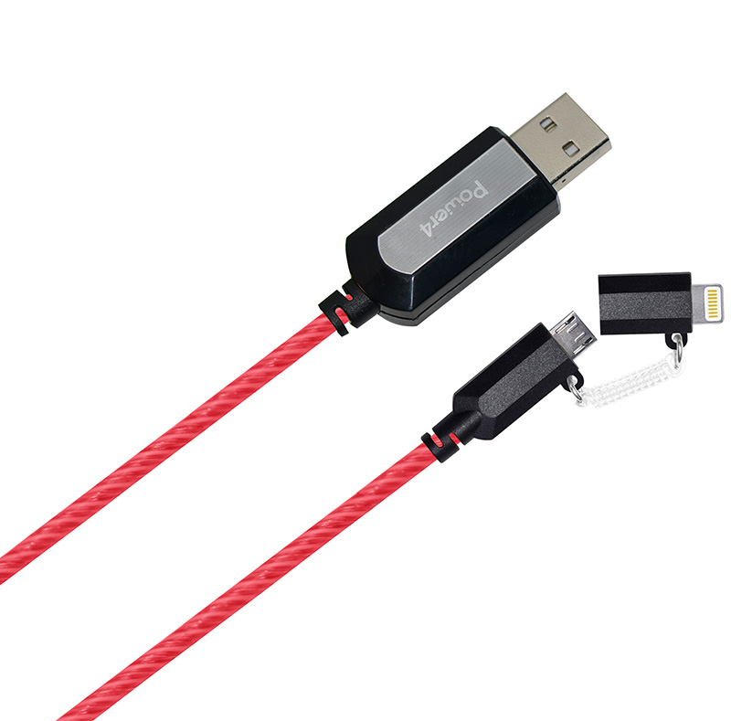 EL Visible 8 Pin Lightning To Micro USB Flowing Round Cable LD003