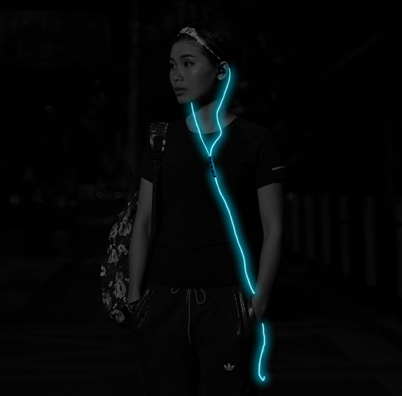 EL Glowing Light Sports Earphone with MIC EP005