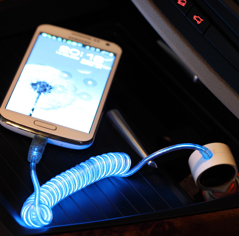 2.1A USB Car Charger with LED Light Micro USB Conectors Cable WP007M