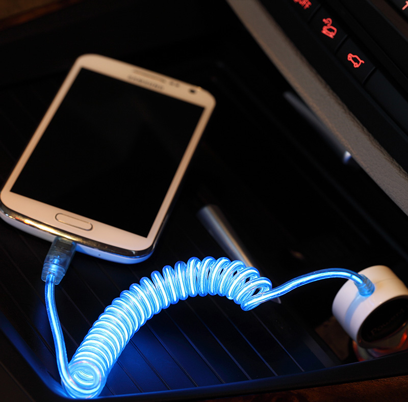 2.1A USB Car Charger with LED Light Micro USB Conectors Cable WP007M
