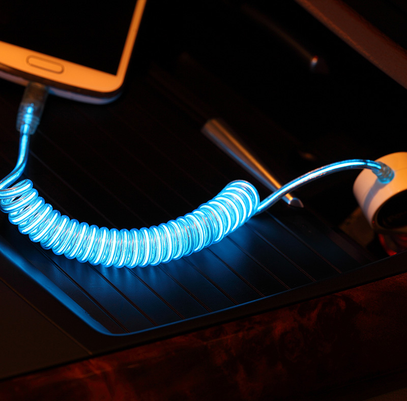 2.1A USB Car Charger with LED Light Micro USB Conectors Cable WP007M