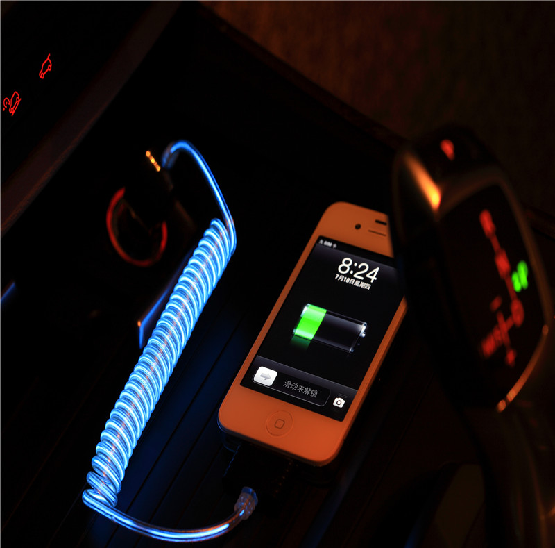 2.4A USB Car Charger with LED Light Lightning Conectors Cable WP007i5