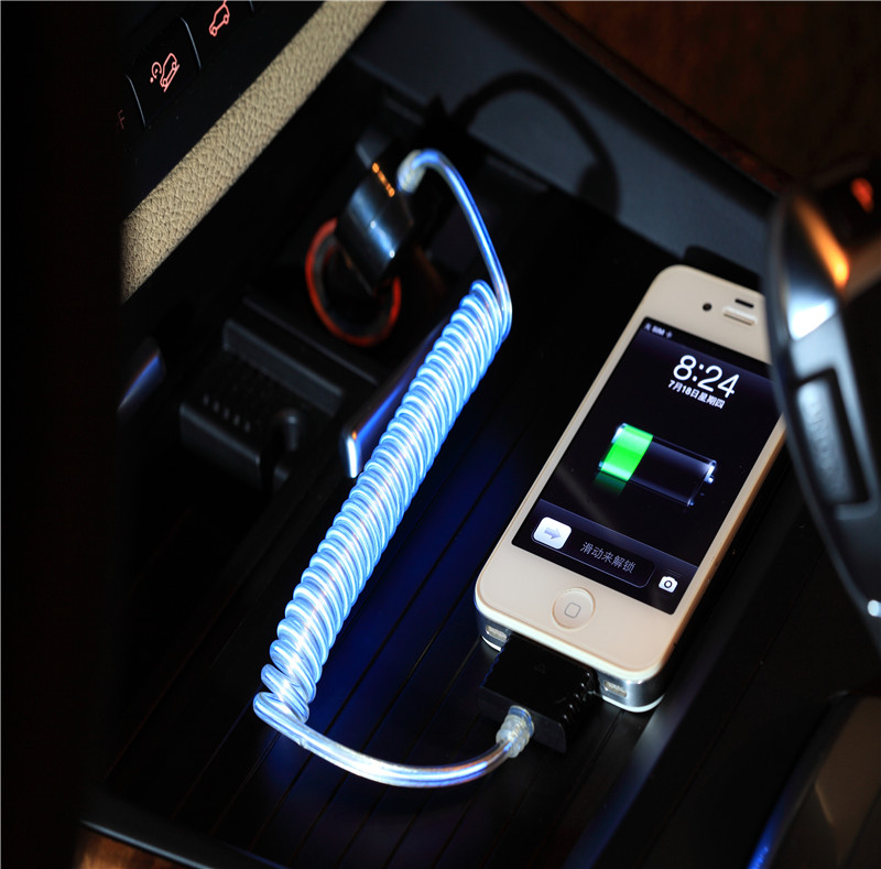 2.4A USB Car Charger with LED Light Lightning Conectors Cable WP007i5