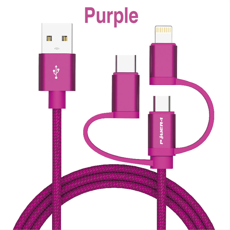 3 in 1 Type -C /Lightning /Micro USB Charging Cable -Sync/Charge for Apple and Android