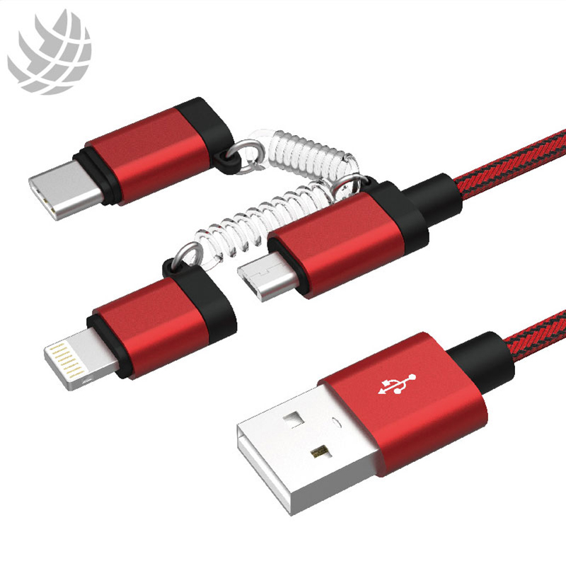 3 in 1 Type -C /Lightning /Micro USB Phone Charger Charging Cable for Apple iPone and Android device