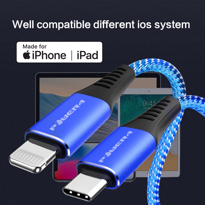 nylon braided mobile charger cable pd fast charging protector iphone usb-c to lightning cables