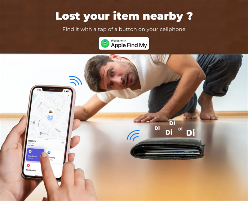 MFI Certified Thin Item Finder Card Wallet Luggage Located Bluetooth Works with Apple Find My APP & Network