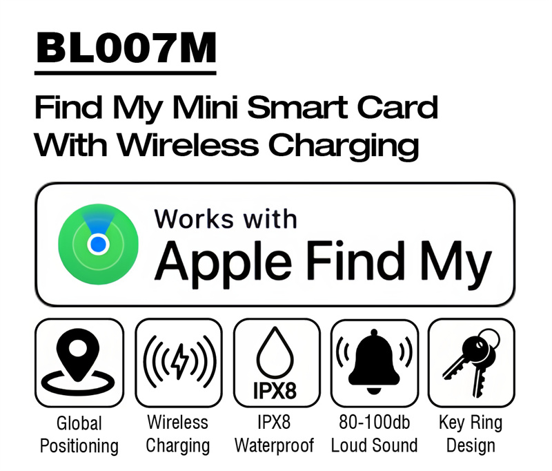 Wirleless Rechargable Mini Locator Card Bluetooth Tracker Wallet Finder Compatible with Apple Find My