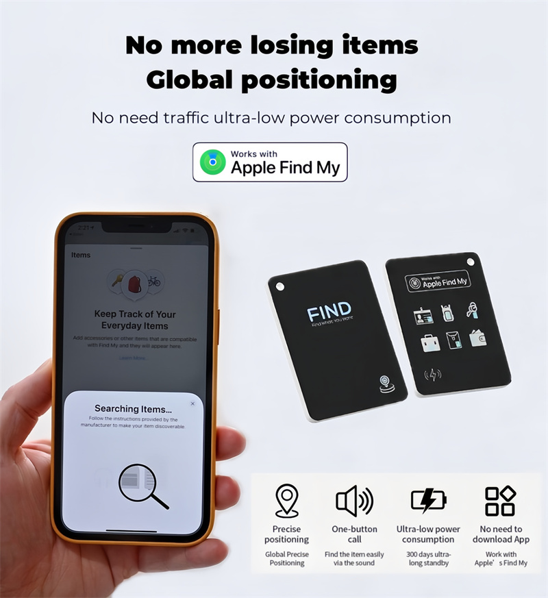 Smart Keys Finder Bluetooth Locator, Luggage Tags, Passport, IP68 Waterproof, Apple Find My APP & Network