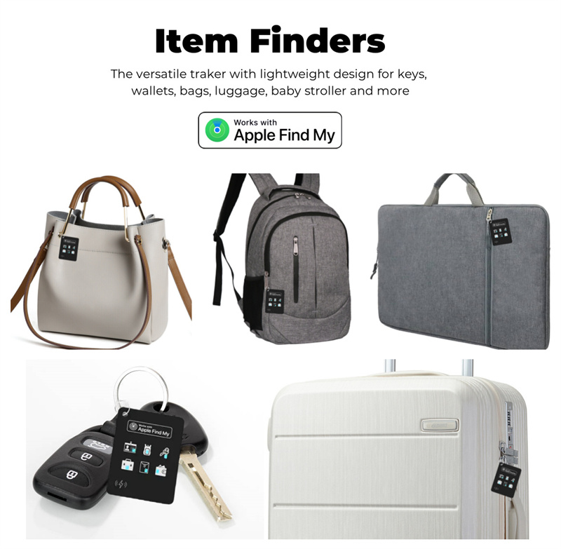 Smart Keys Finder Bluetooth Locator, Luggage Tags, Passport, IP68 Waterproof, Apple Find My APP & Network