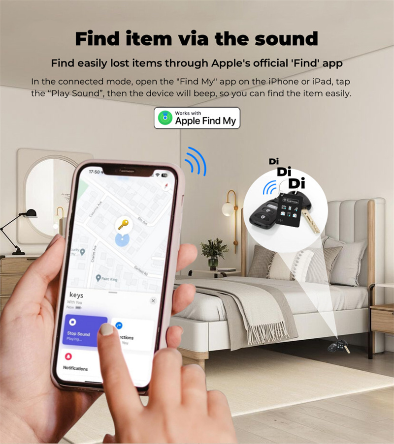 Key Finder Bluetooth Tracker Locator Works with Apple Find My iOS Only Smart tag Item Finder with KeyChain
