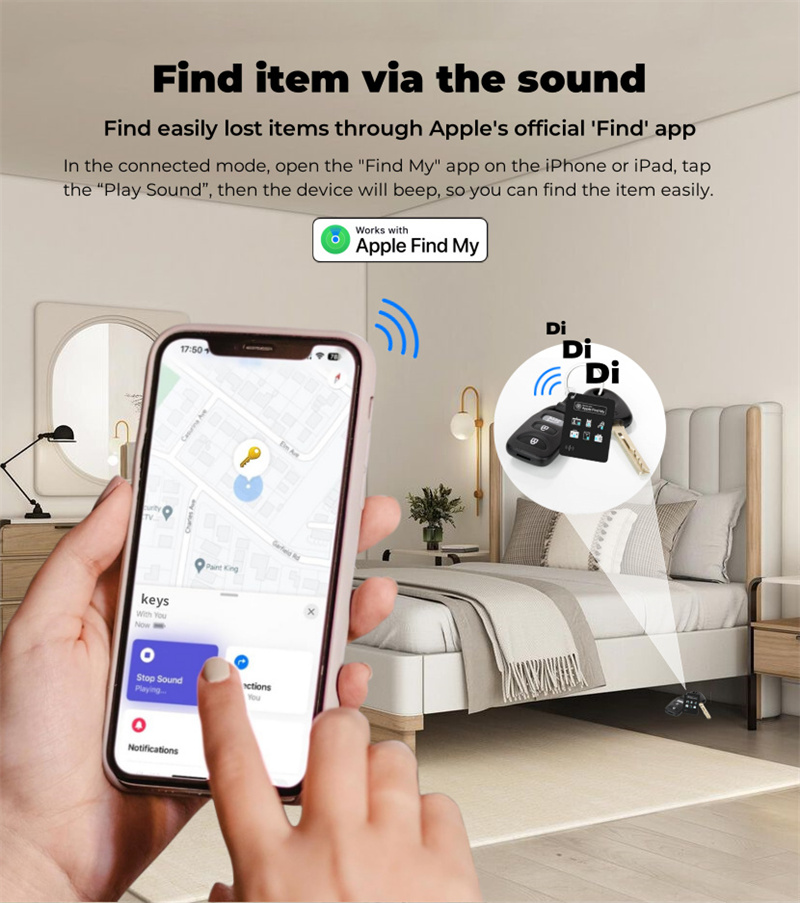 Smart Keys Finder Bluetooth Locator, Luggage Tags, Passport, IP68 Waterproof, Apple Find My APP & Network