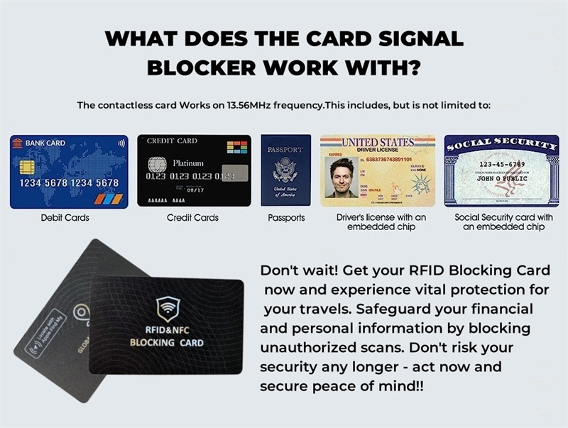 RFID Blocking Card, Fuss-Free Protection Entire Wallet & Purse Shield, Contactless NFC Bank Debit Credit Card Protector Blocker Card Find My Apple MFi Certified Ultra Thin IP67 Waterproof