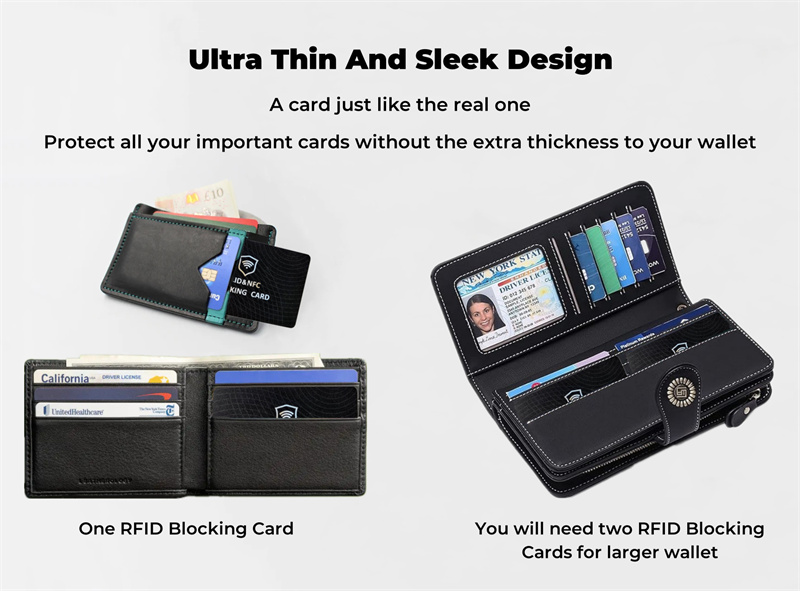 RFID Blocking Card, Fuss-Free Protection Entire Wallet & Purse Shield, Contactless NFC Bank Debit Credit Card Protector Blocker Card Find My Apple MFi Certified Ultra Thin IP67 Waterproof