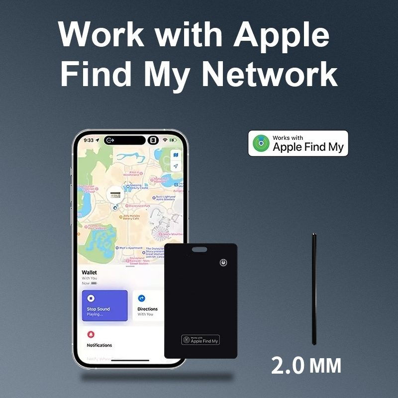 SmartCard Thin Wallet Tracker Card, Rechargeable & Reusable, Works with Apple Find My App, Item Finder