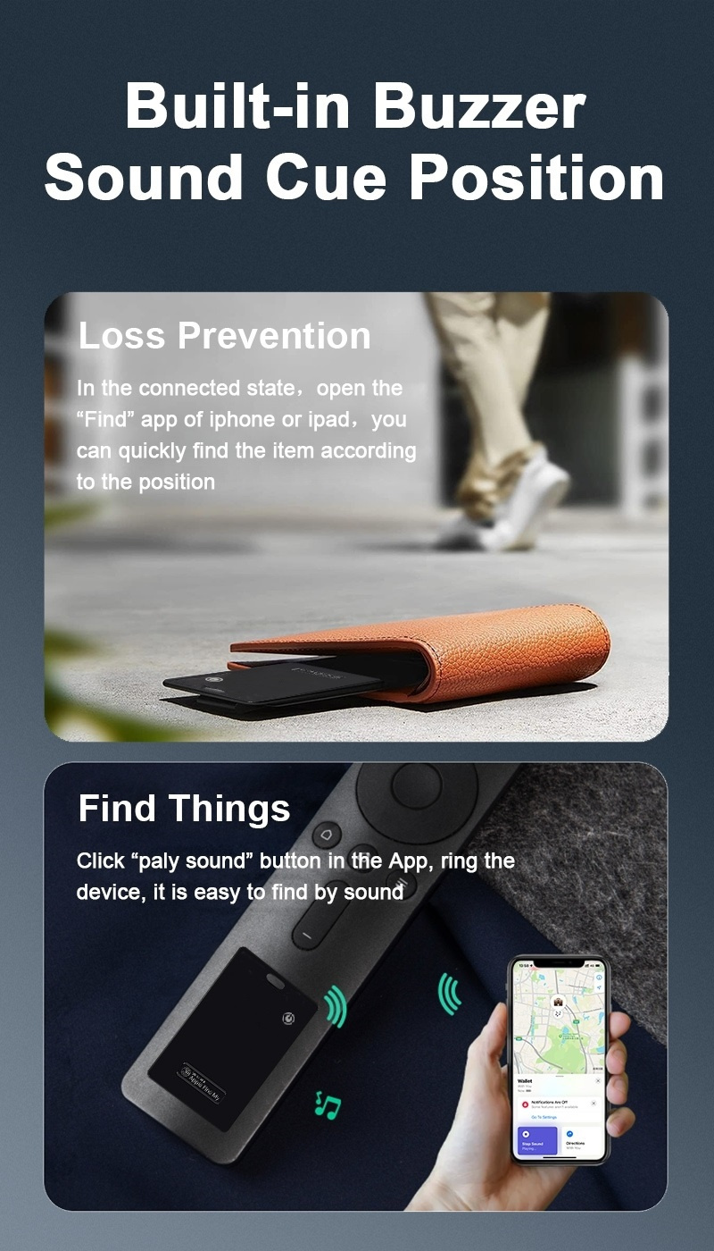 SmartCard Thin Wallet Tracker Card, Rechargeable & Reusable, Works with Apple Find My App, Item Finder