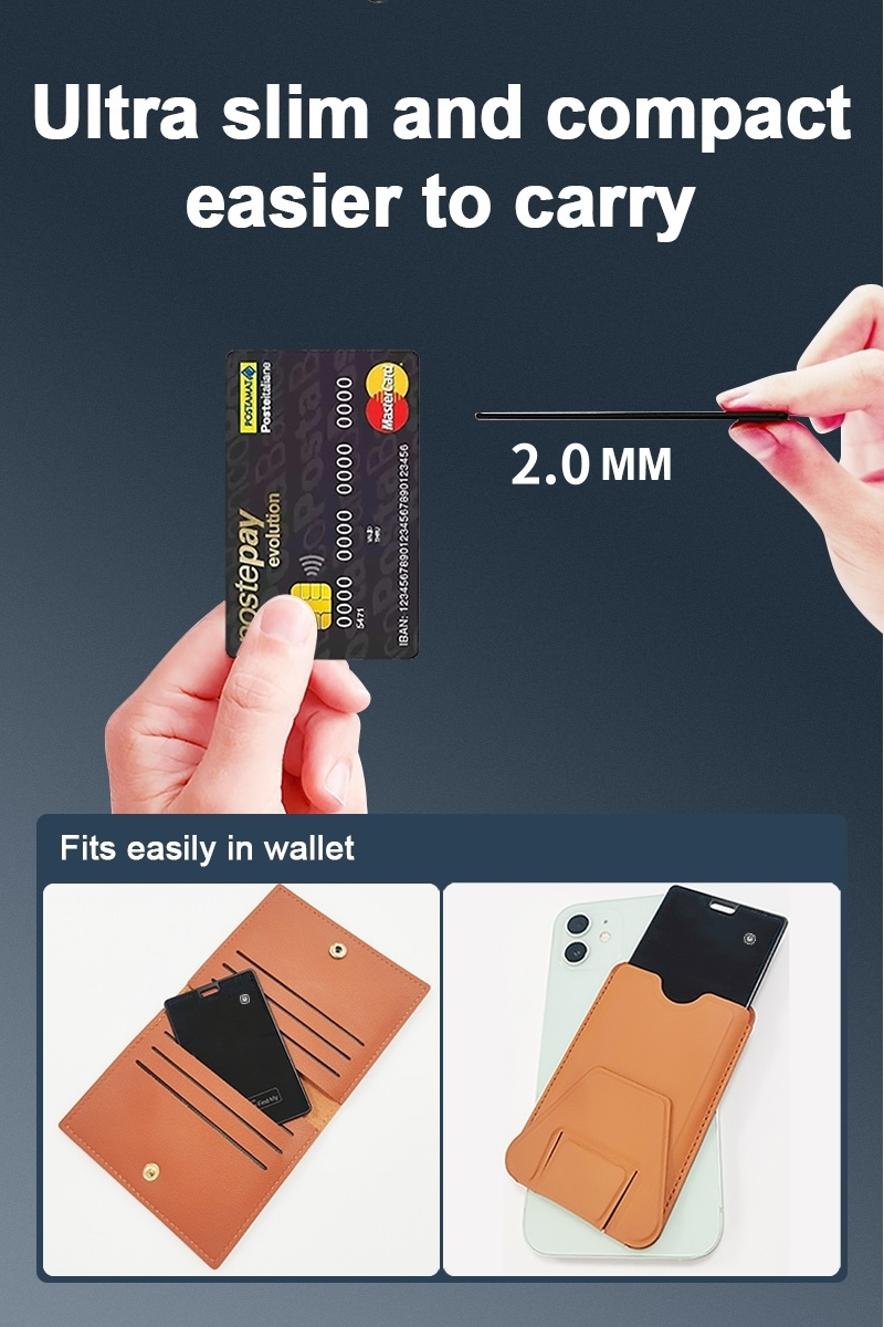 SmartCard Thin Wallet Tracker Card, Rechargeable & Reusable, Works with Apple Find My App, Item Finder