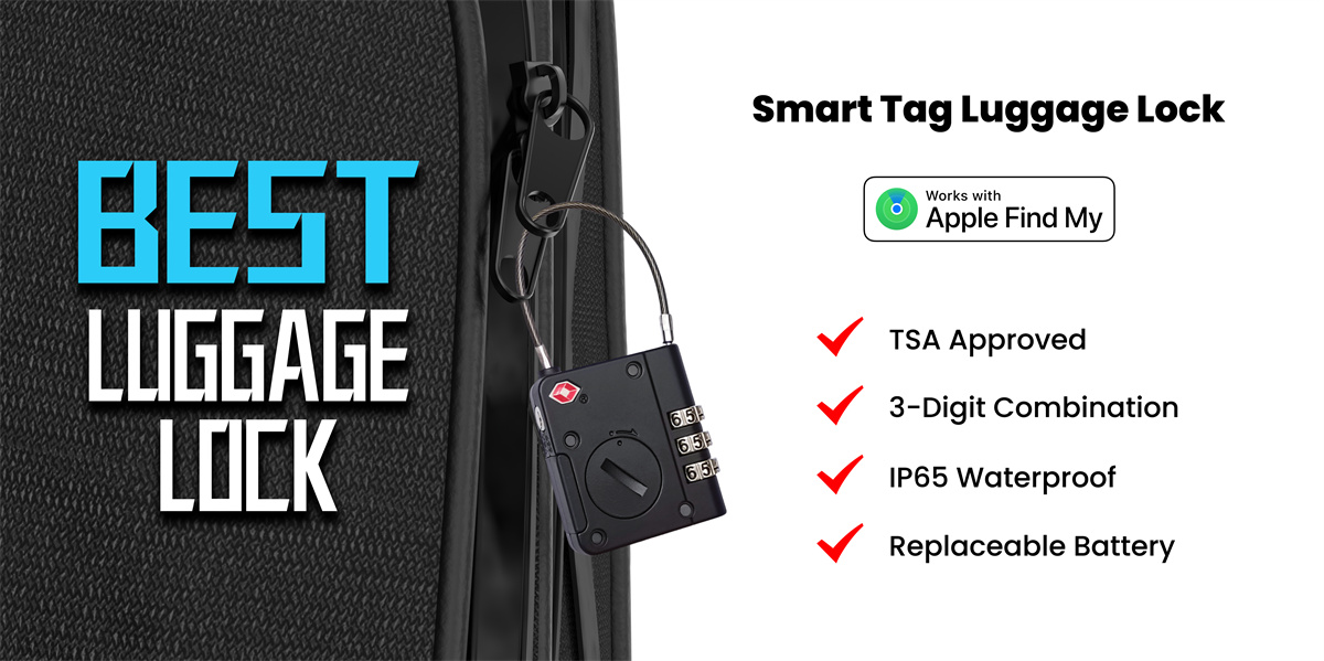 Smart Luggage Lock with Tracker, TSA Approved Travel Luggage Lock with Tracking Tag, Works with Apple Find My(iOS only), Bluetooth Tracker Lock, Combination Locks for Suitcases, Backpacks, Toolboxes