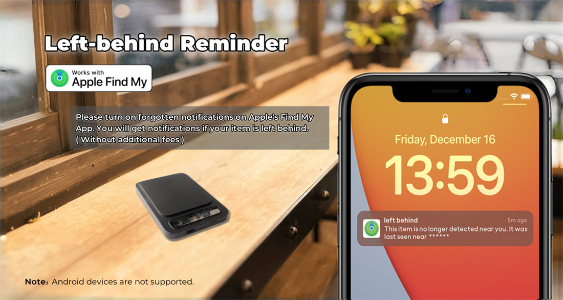 Slim Magnetic Wireless Portable Charger Finder Powerbank Tracker Works with Apple Find My (iOS Only) 