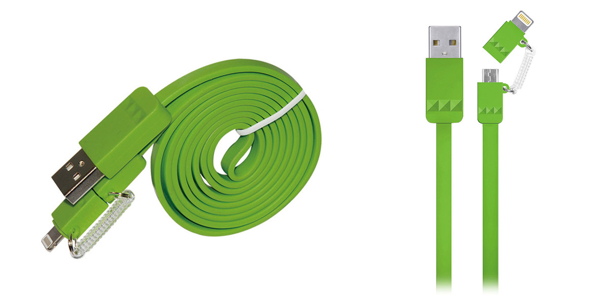 2 in 1 Lightning to Micro USB Flat Cable