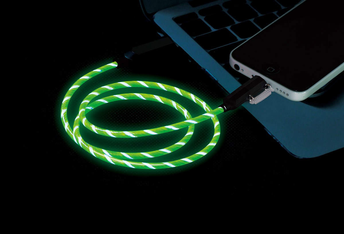 EL Visible 8 Pin Lightning To Micro USB Flowing Round Cable