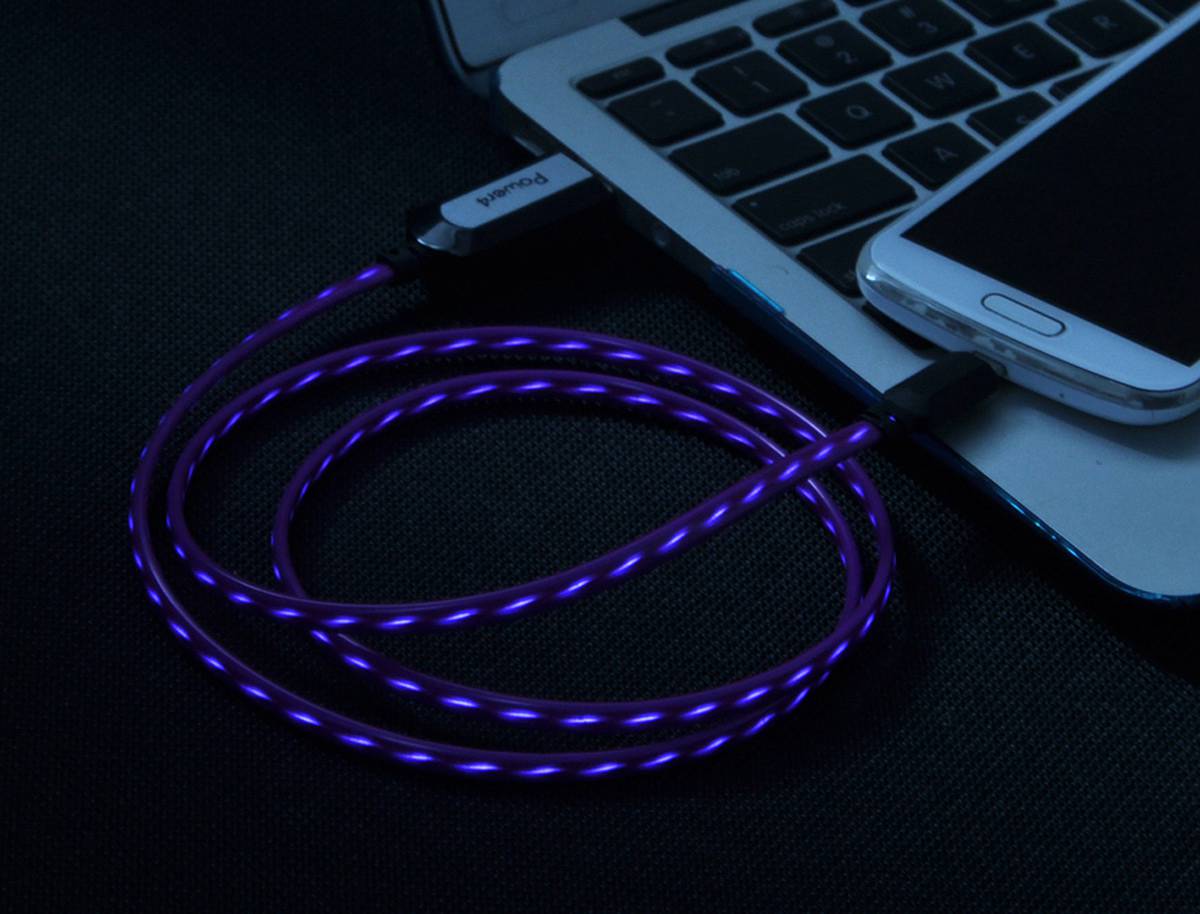 EL Visible Micro USB Flowing Flat Cable
