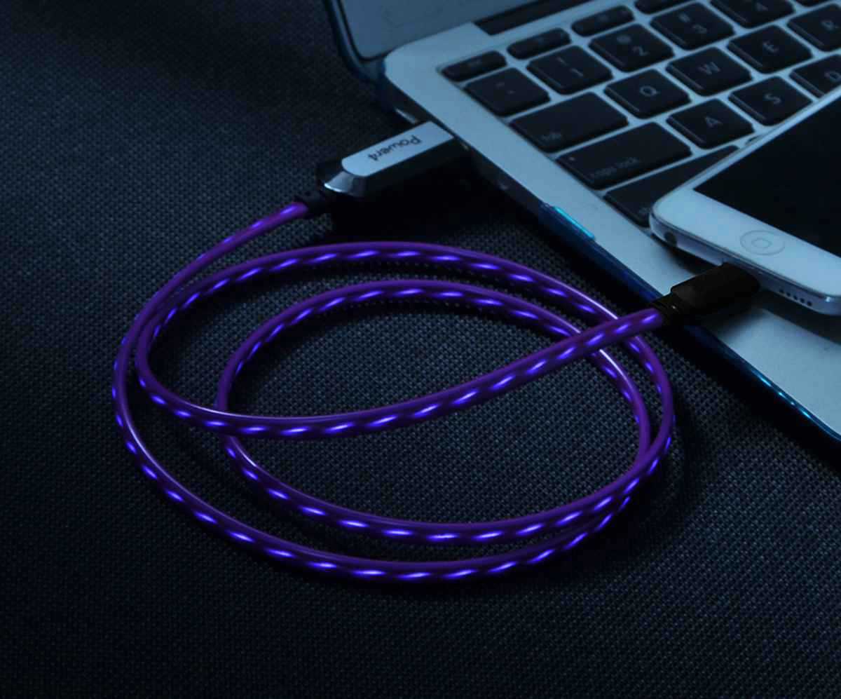 EL Visible 8 Pin Lightning USB Flowing  Flat Cable