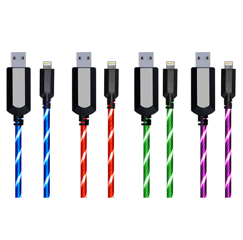 EL Visible 8 Pin Lightning USB Flowing  Round Cable LD002
