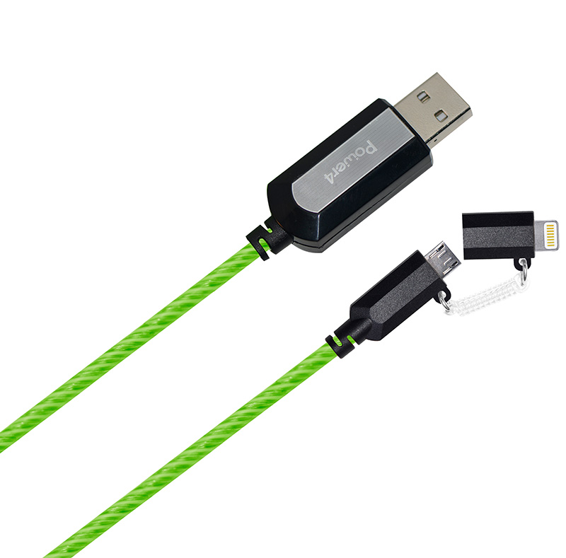 EL Visible 8 Pin Lightning To Micro USB Flowing Round Cable LD003