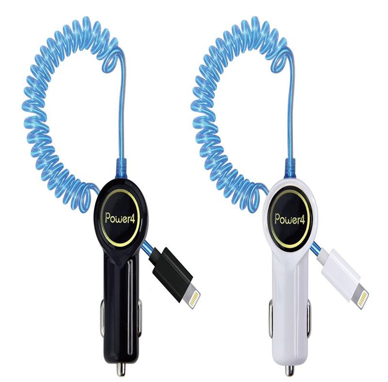 2.4A USB Car Charger with LED Light Lightning Conectors Cable WP007i5