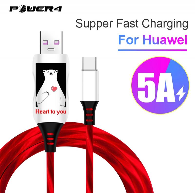 Visible flowing current charging cable for Samsung type-c super fast charger usb